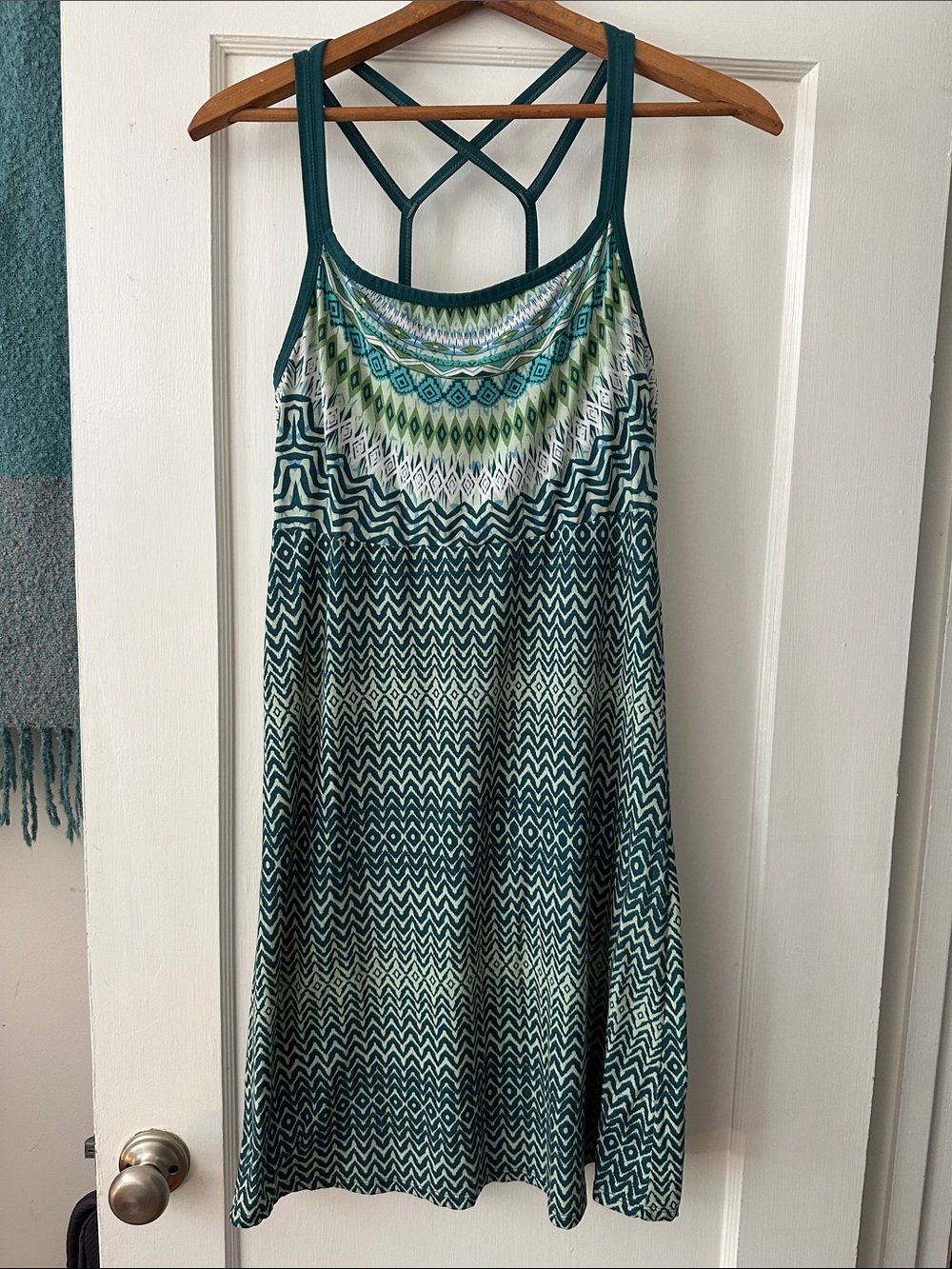 Prana Medium Green Patterned Strappy Sundress